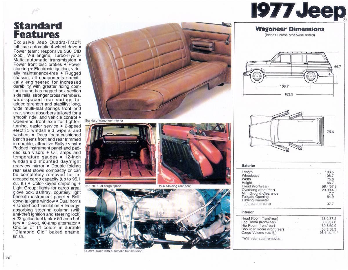 1977 Jeep Wagoneer standard features